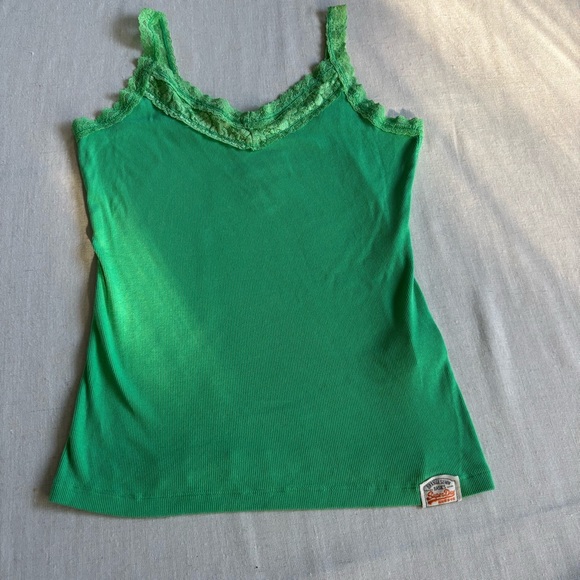 Superdry Orange Sewn Green Lace Trim Tank Top Women’s M Y2K Streetwear - Picture 1 of 8
